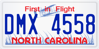 NC license plate DMX4558