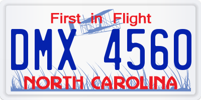 NC license plate DMX4560