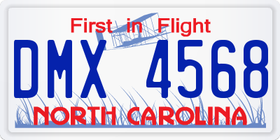 NC license plate DMX4568