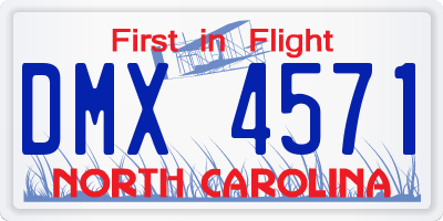 NC license plate DMX4571