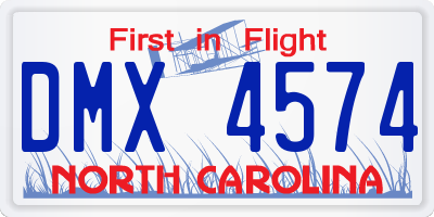 NC license plate DMX4574
