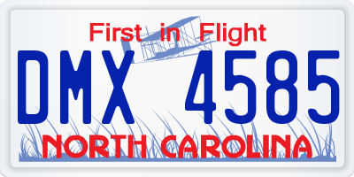 NC license plate DMX4585