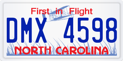 NC license plate DMX4598