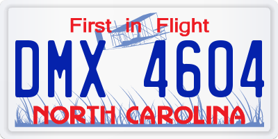 NC license plate DMX4604