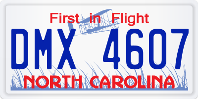 NC license plate DMX4607