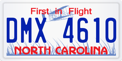NC license plate DMX4610