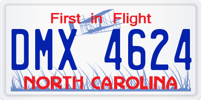 NC license plate DMX4624