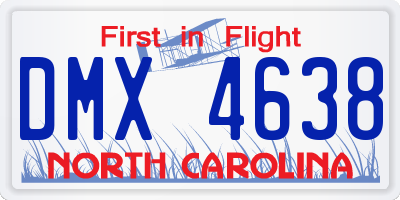NC license plate DMX4638