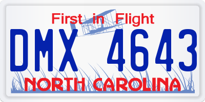 NC license plate DMX4643
