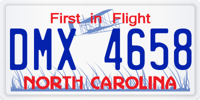 NC license plate DMX4658