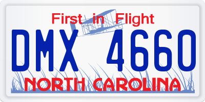 NC license plate DMX4660