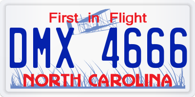 NC license plate DMX4666