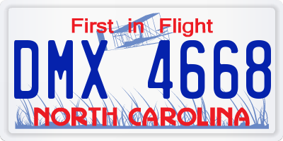 NC license plate DMX4668