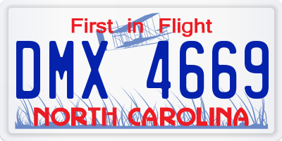 NC license plate DMX4669