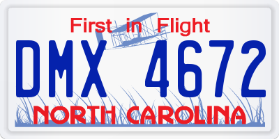 NC license plate DMX4672