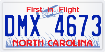 NC license plate DMX4673
