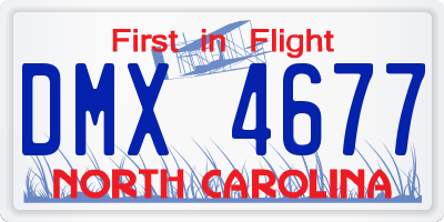 NC license plate DMX4677