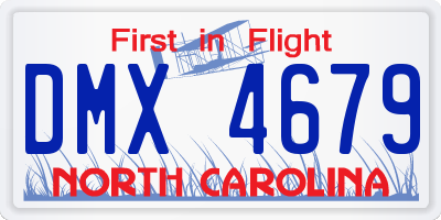 NC license plate DMX4679