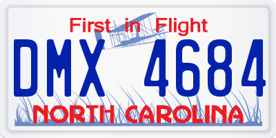 NC license plate DMX4684