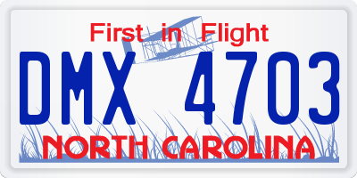 NC license plate DMX4703