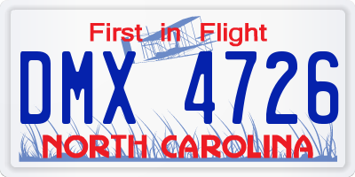 NC license plate DMX4726