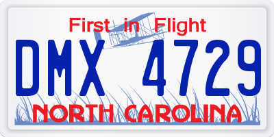 NC license plate DMX4729