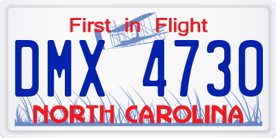 NC license plate DMX4730