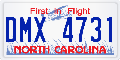 NC license plate DMX4731