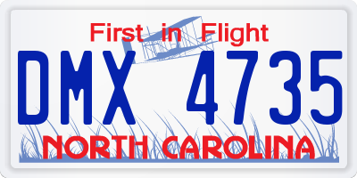 NC license plate DMX4735