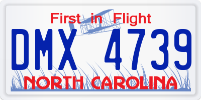 NC license plate DMX4739