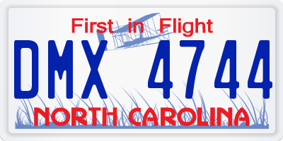NC license plate DMX4744