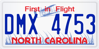 NC license plate DMX4753