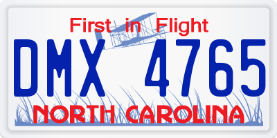 NC license plate DMX4765