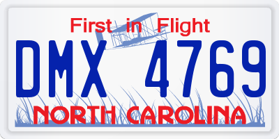NC license plate DMX4769