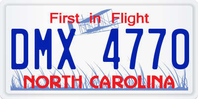 NC license plate DMX4770