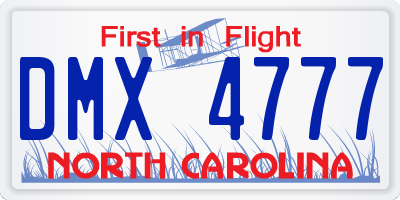 NC license plate DMX4777