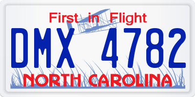 NC license plate DMX4782