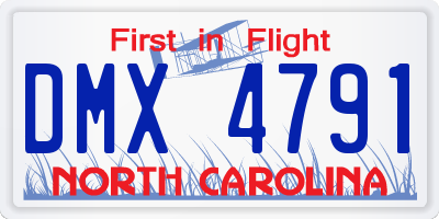 NC license plate DMX4791