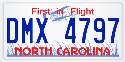NC license plate DMX4797
