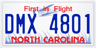 NC license plate DMX4801