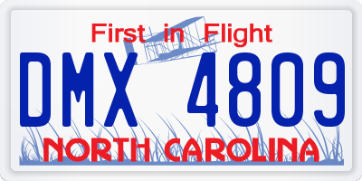 NC license plate DMX4809