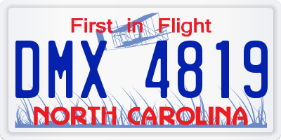 NC license plate DMX4819