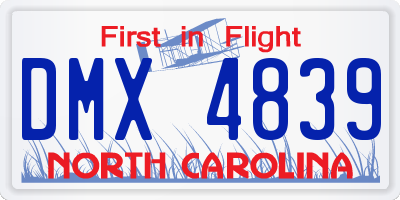 NC license plate DMX4839