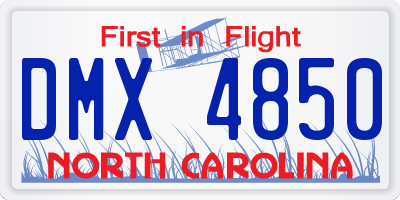 NC license plate DMX4850