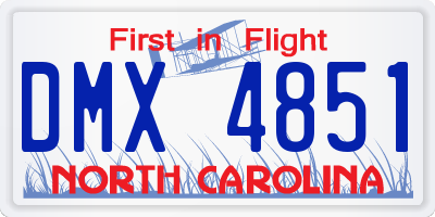 NC license plate DMX4851