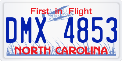 NC license plate DMX4853