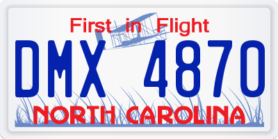 NC license plate DMX4870