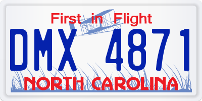 NC license plate DMX4871