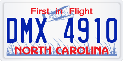 NC license plate DMX4910