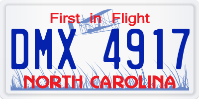 NC license plate DMX4917